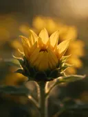 Fotografie van zonnebloem in het gouden uur, klassiek goudgeel