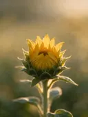 Fotografie van zonnebloem in het gouden uur, klassiek goudgeel