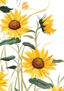 Illustratie van felgele zonnebloemen