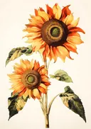 Botanisch schilderij van zonnebloemen