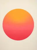 Abstract schilderij met een cirkel in kleurverloop van oranje naar rood.