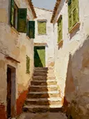 Schilderij: zuiders straatje