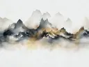 Zwart-gouden inktwas bergketen schilderij