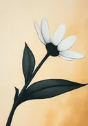 Grafisch silhouet schilderij van een madeliefje