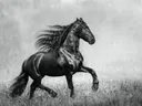 Galopperend paard in zwart-Wit, zwart-wit foto van galopperend paard