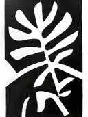 Grafisch zwart-wit schilderij van bladvormen