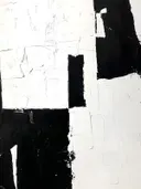 Abstracte compositie met zwarte en witte blokken