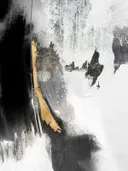 Abstract zwart-wit schilderij met expressieve penseelstreken