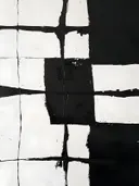Abstract schilderij met zwart-wit rastervlakken