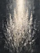 Zwart-wit spatwerk in ivoor, botanisch schilderij