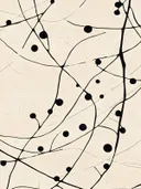 Abstracte lijnen met zwarte knopen op beige