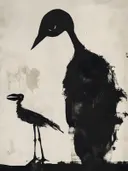 Twee zwarte vogelsilhouetten tegenover elkaar