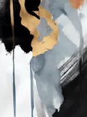Abstract schilderij met zwarte marmertextuur en gouden lijnen