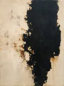 Schilderij: zwarte massa met oker