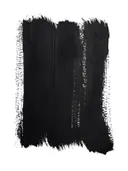 Minimalistisch schilderij met een grote zwarte penseelstreek
