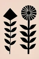 Zwart-wit retro illustratie van twee stilistische bloemen