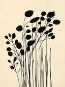 Zwarte botanische silhouetten op beige achtergrond