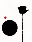 Zwart silhouet van een tulp met rode stip