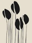 Zwarte tulpen silhouetten op crème achtergrond