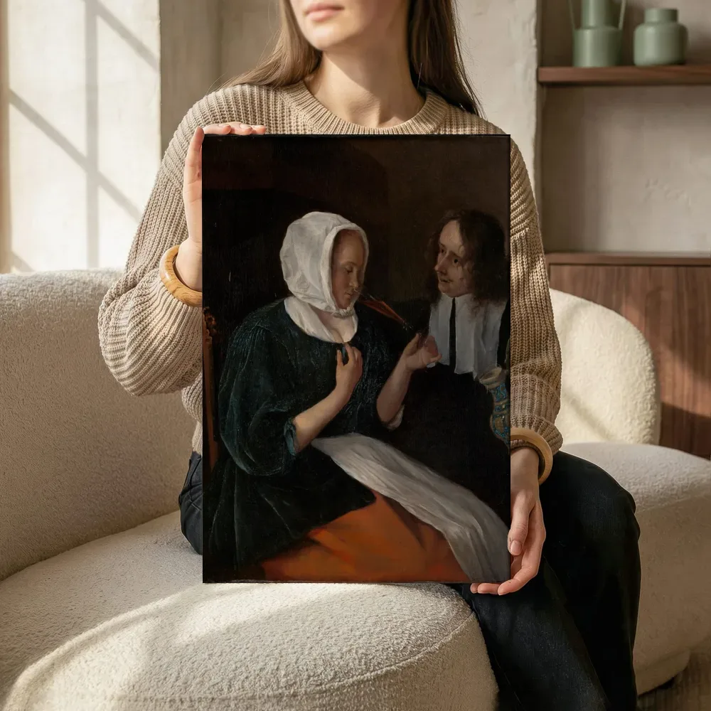 Sfeerimpressie: Een drinkend paar van Jan Steen terwijl het zittend wordt getoond