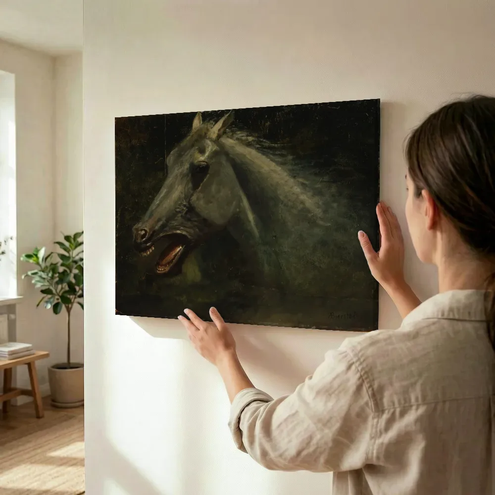 Sfeerimpressie: Een wilde hengst van Albert Bierstadt terwijl het wordt opgehangen