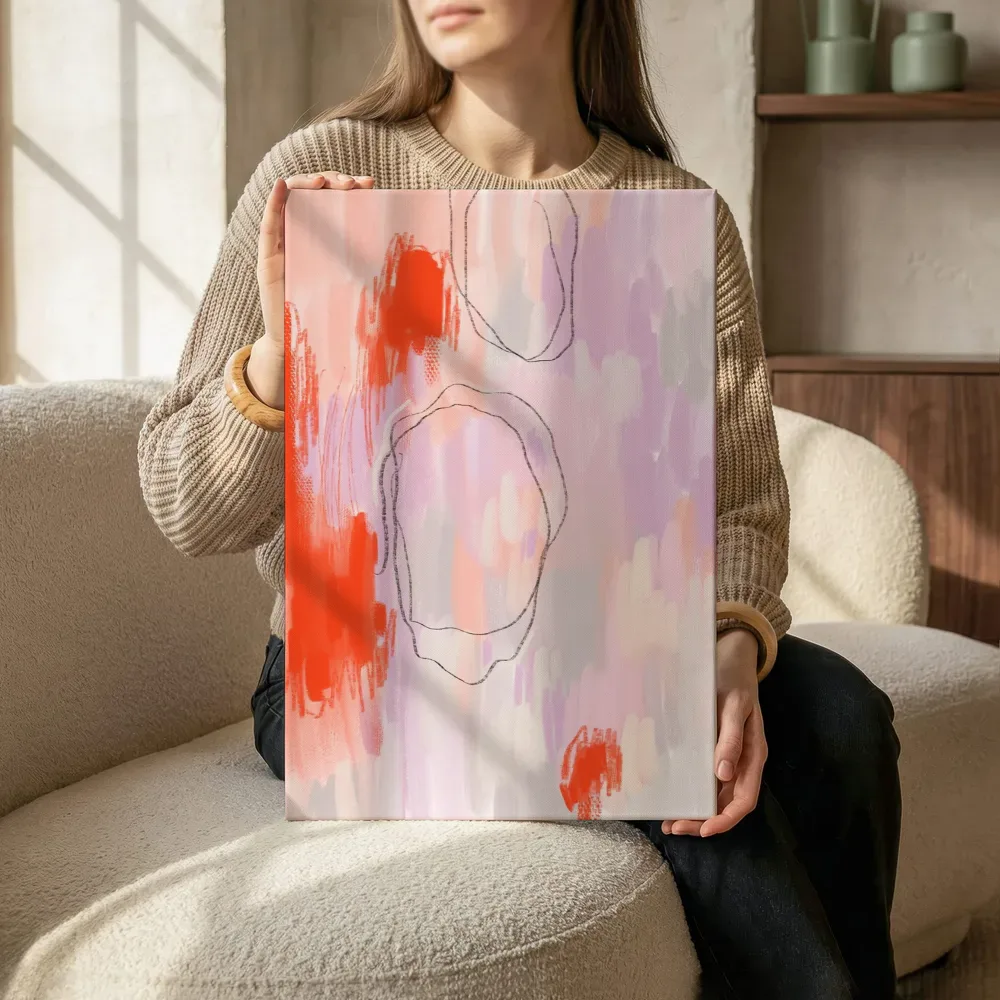Sfeerimpressie: Abstracte cirkels in pastel terwijl het zittend wordt getoond