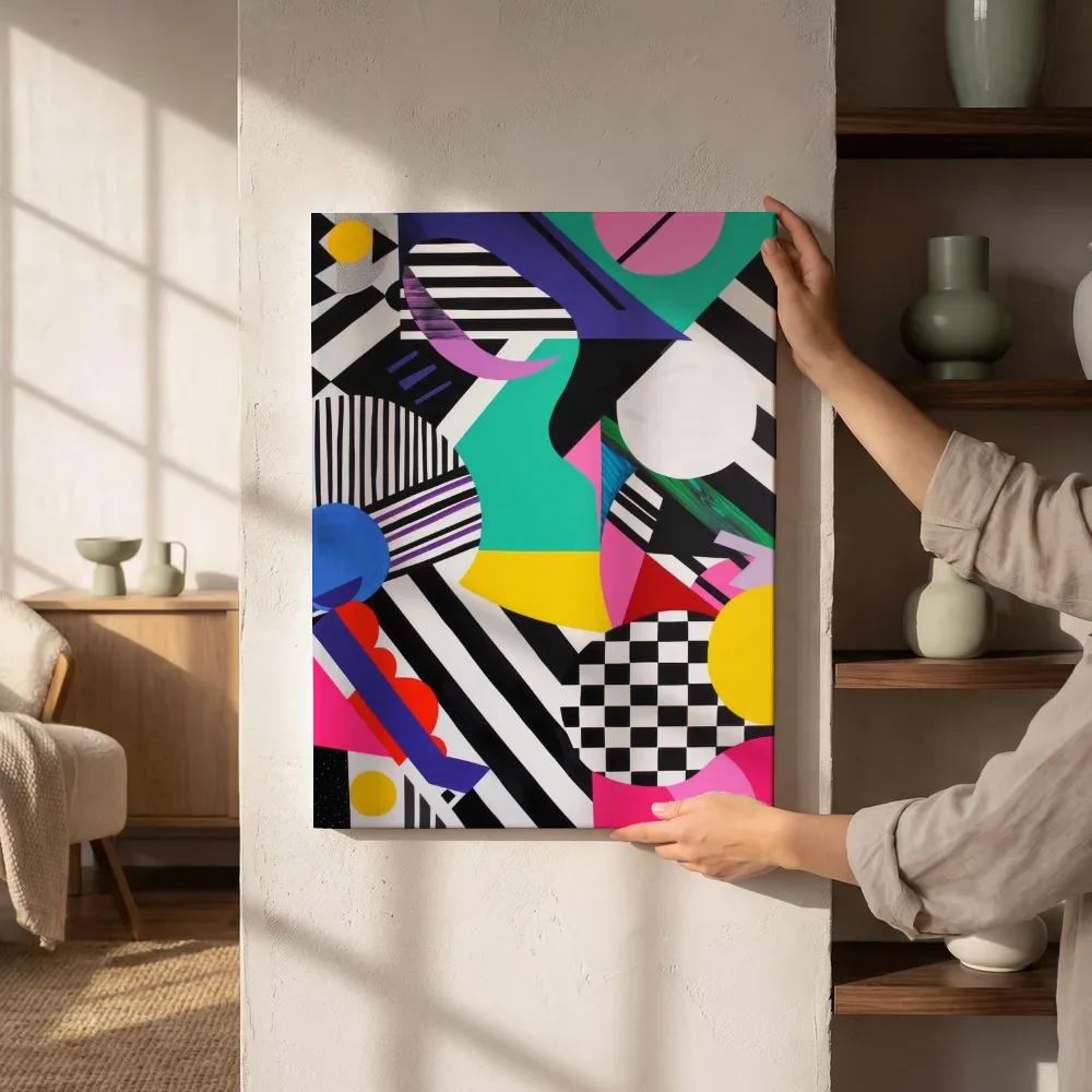 Sfeerimpressie: Abstract geometrisch spel naast de kast