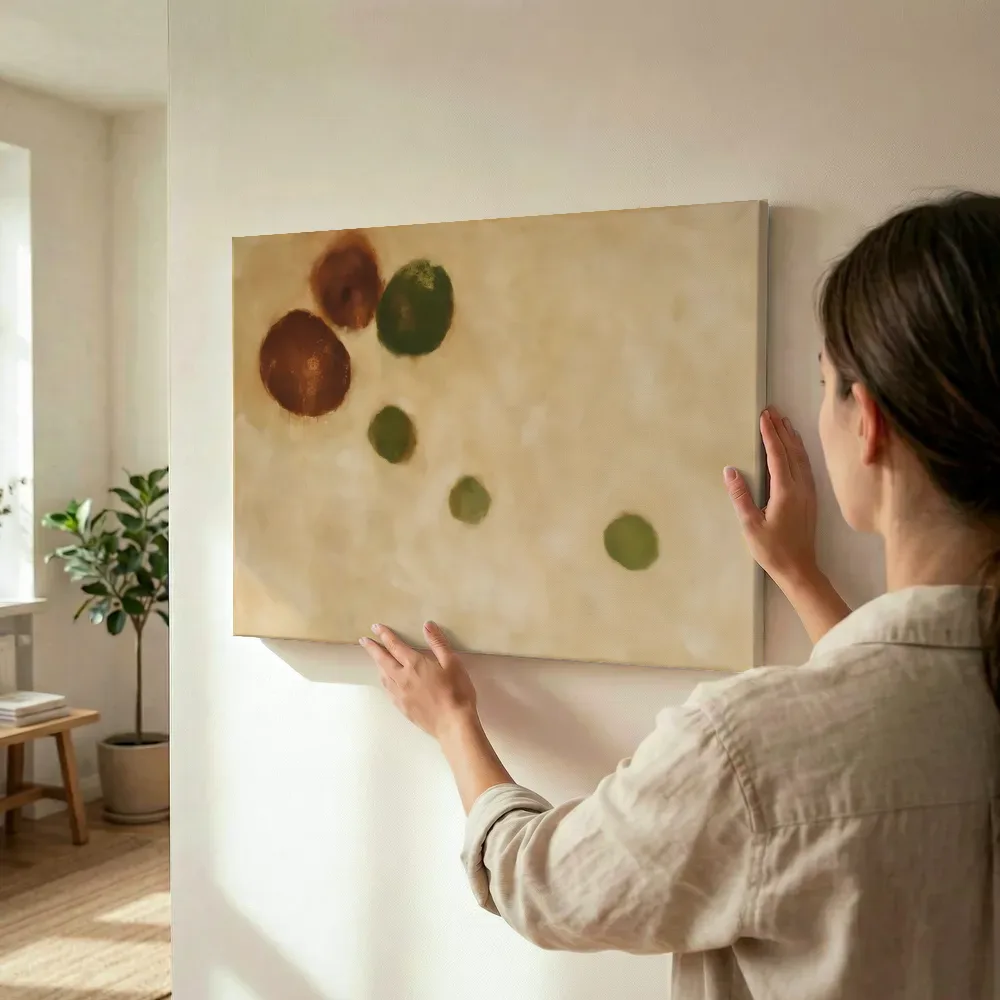 Sfeerimpressie: Abstracte compositie in organische vormen en drijvend terwijl het wordt opgehangen