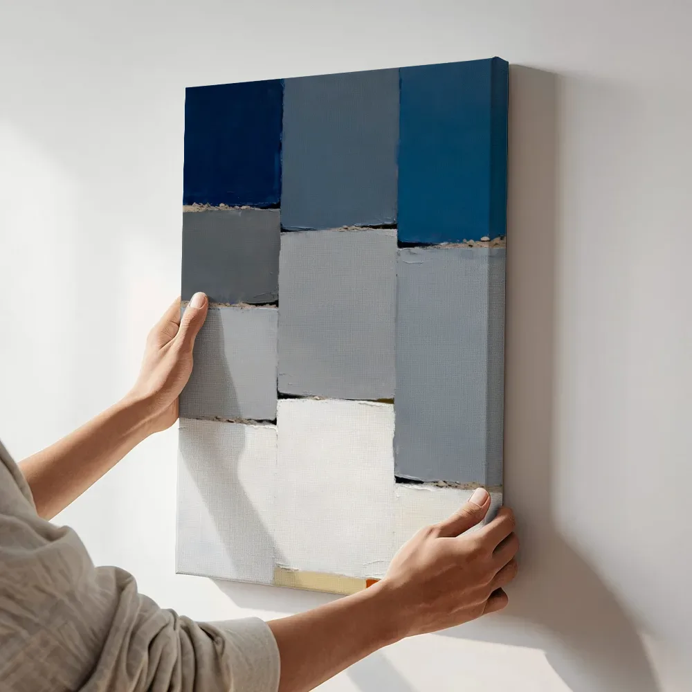 Sfeerimpressie: Abstracte compositie met de kracht van inkt terwijl het aan de muur wordt gehangen