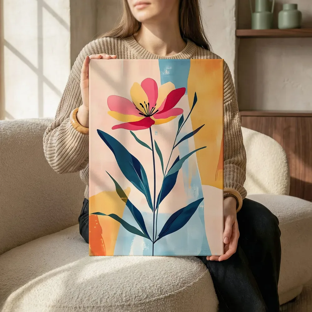 Sfeerimpressie: Abstracte tulp kleurrijk terwijl het zittend wordt getoond