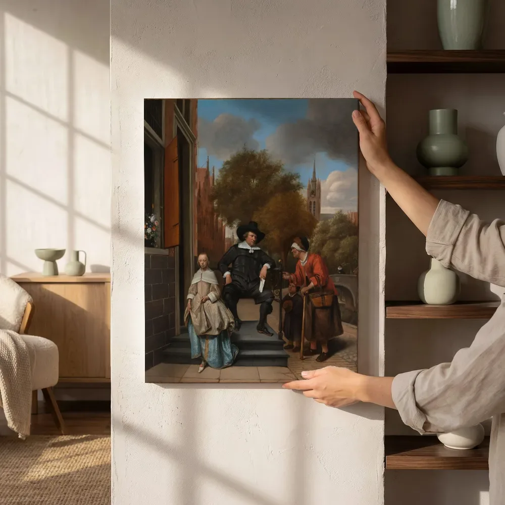 Sfeerimpressie: Adolf en Catharina Croeser, bekend als De burgemeester van Delft en zijn dochter van Jan Steen naast de kast