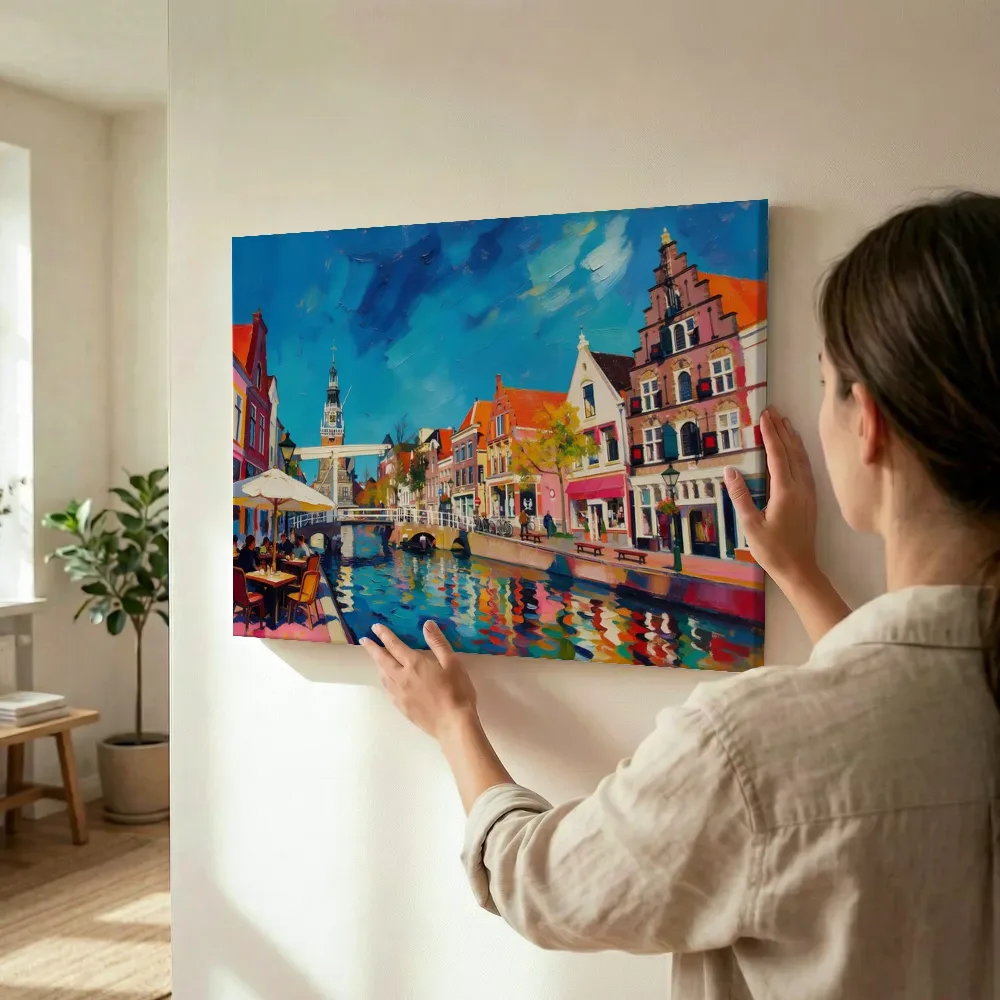 Sfeerimpressie: Aix-en-Provence, straat in kleurrijk modern terwijl het wordt opgehangen