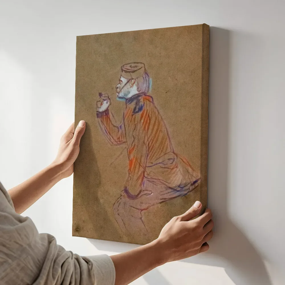 Sfeerimpressie: Engelse soldaat die pijp rookt van Henri de Toulouse-Lautrec terwijl het aan de muur wordt gehangen