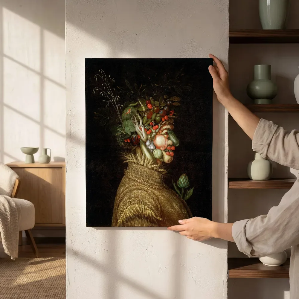 Sfeerimpressie: Allegorisch portret, Zomer van Giuseppe Arcimboldo naast de kast
