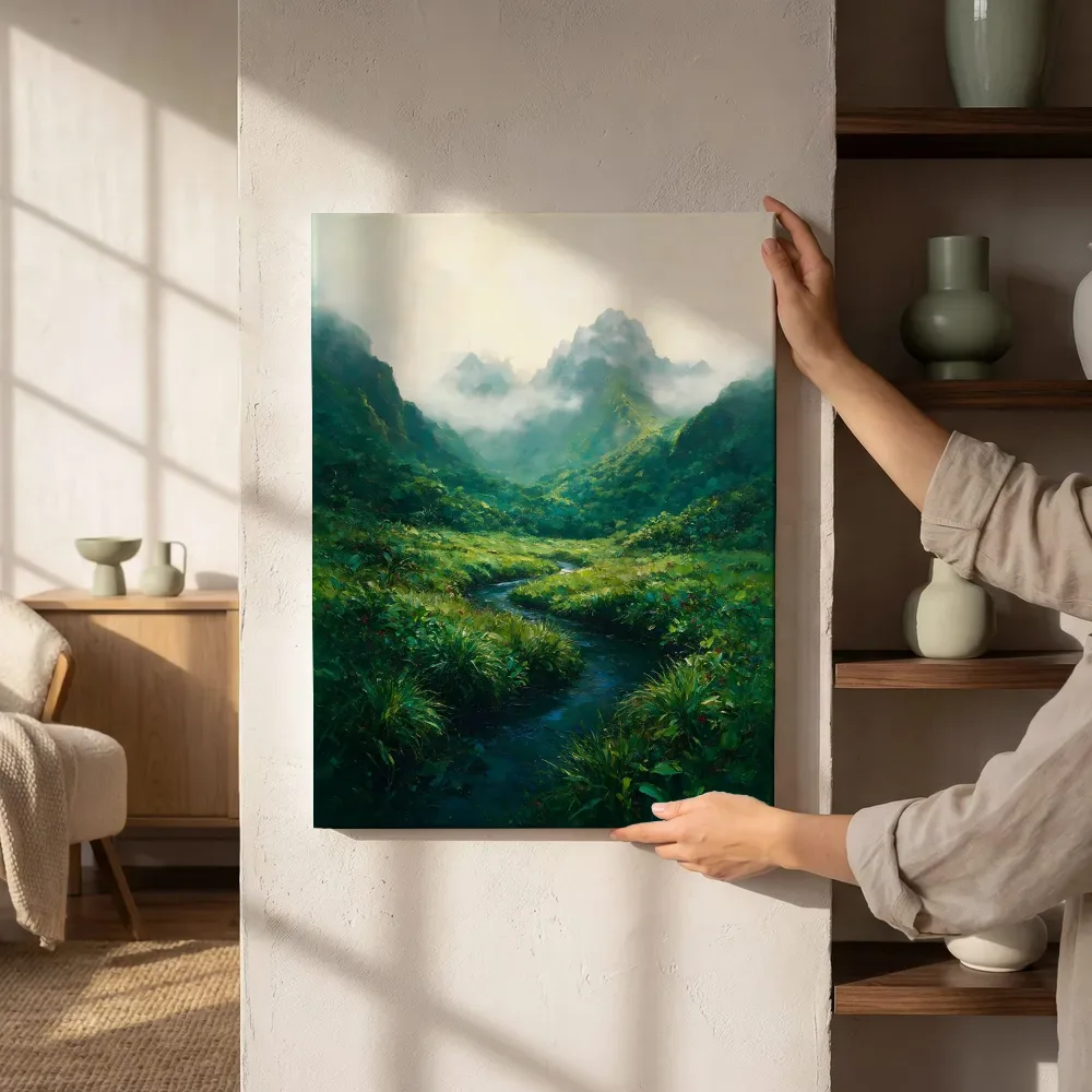Sfeerimpressie: Alpenweide onder de toppen in zeegroen naast de kast