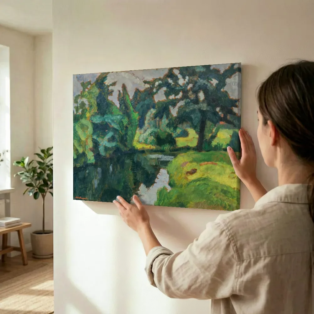 Sfeerimpressie: Aan de Wümme van Otto Modersohn terwijl het wordt opgehangen