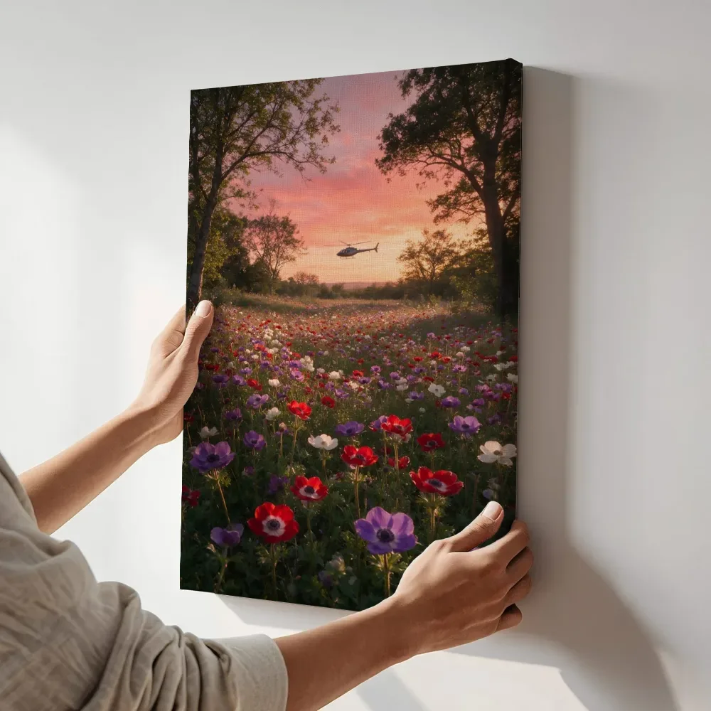 Sfeerimpressie: Anemoon bij de zonsondergang 10 terwijl het aan de muur wordt gehangen
