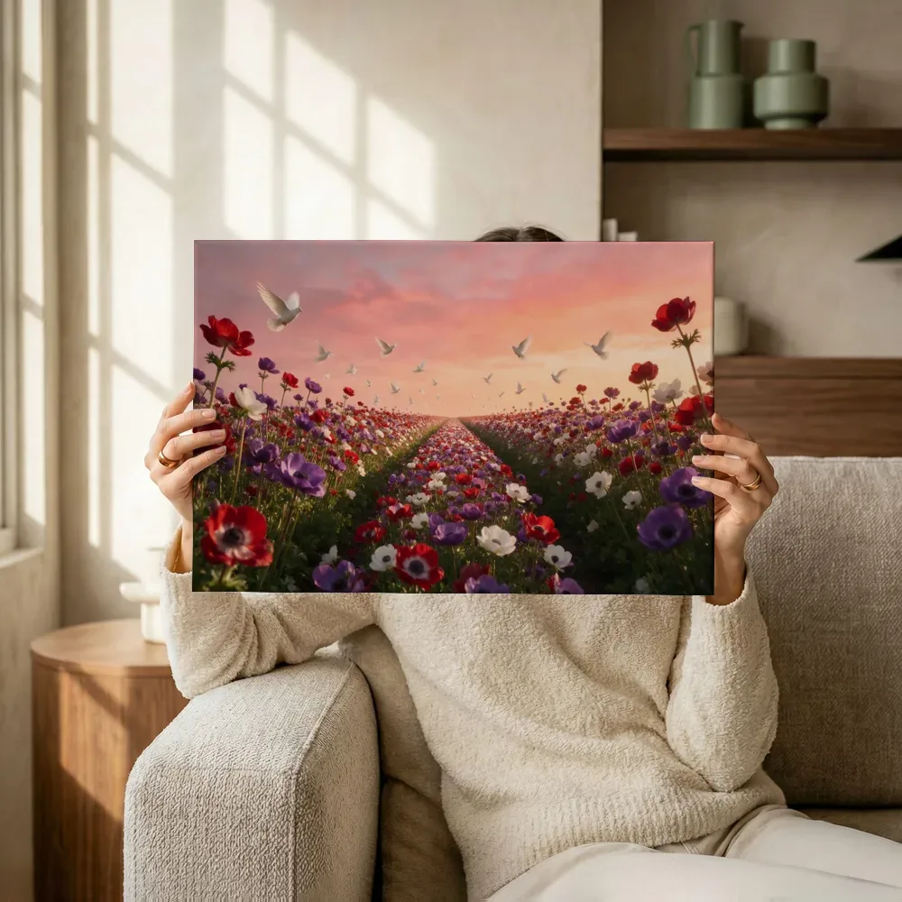Sfeerimpressie: Anemoon bij de zonsondergang 3 terwijl het omhoog wordt gehouden