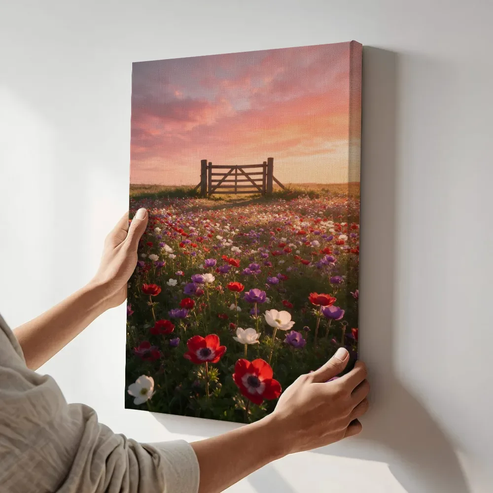 Sfeerimpressie: Anemoon bij de zonsondergang 6 terwijl het aan de muur wordt gehangen