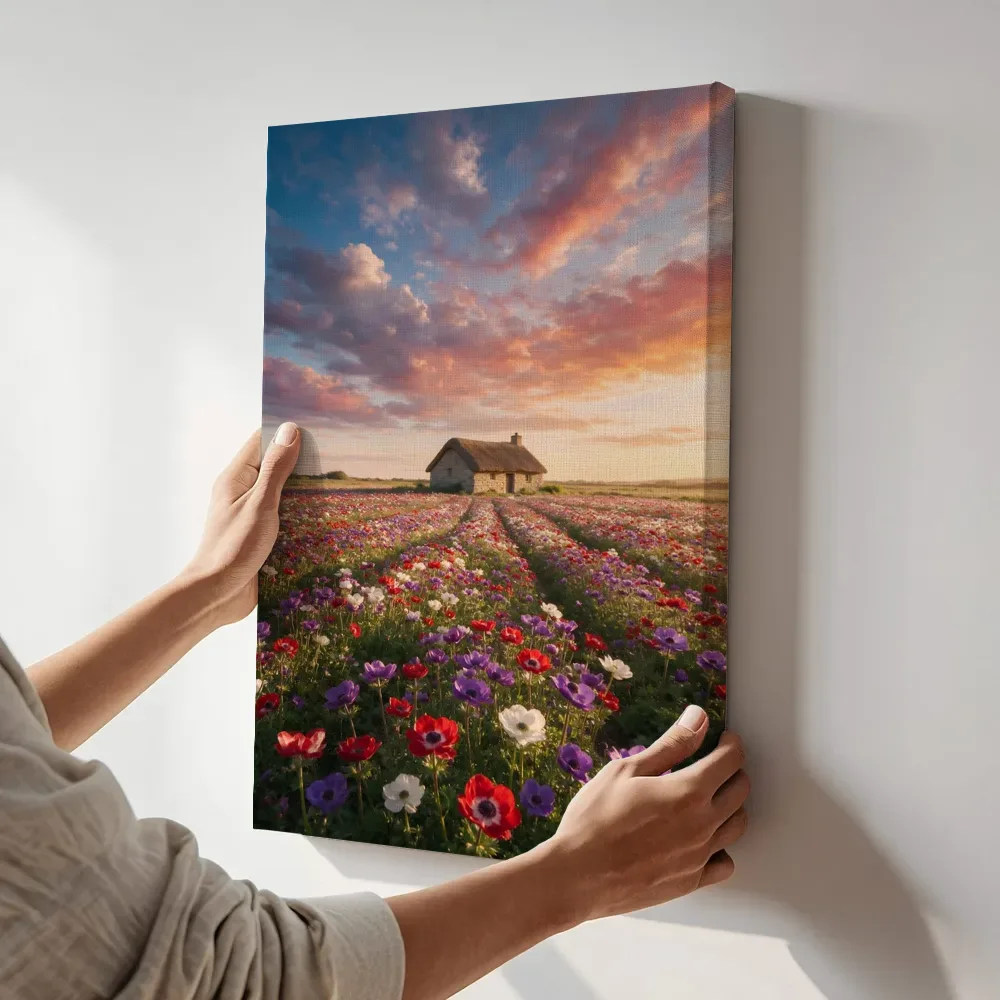 Sfeerimpressie: Anemoon bij het gouden uur 3 terwijl het aan de muur wordt gehangen
