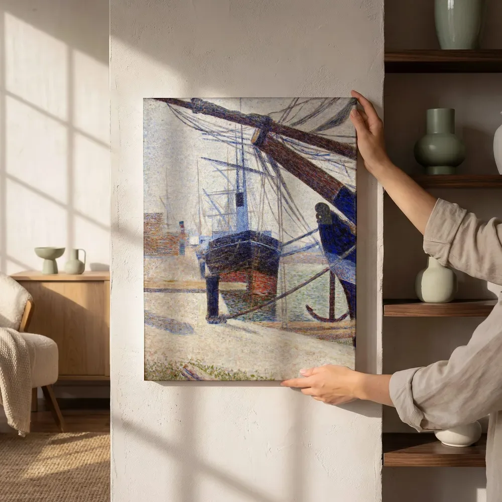 Sfeerimpressie: Angolo di una darsena, Honfleur van Georges Seurat naast de kast