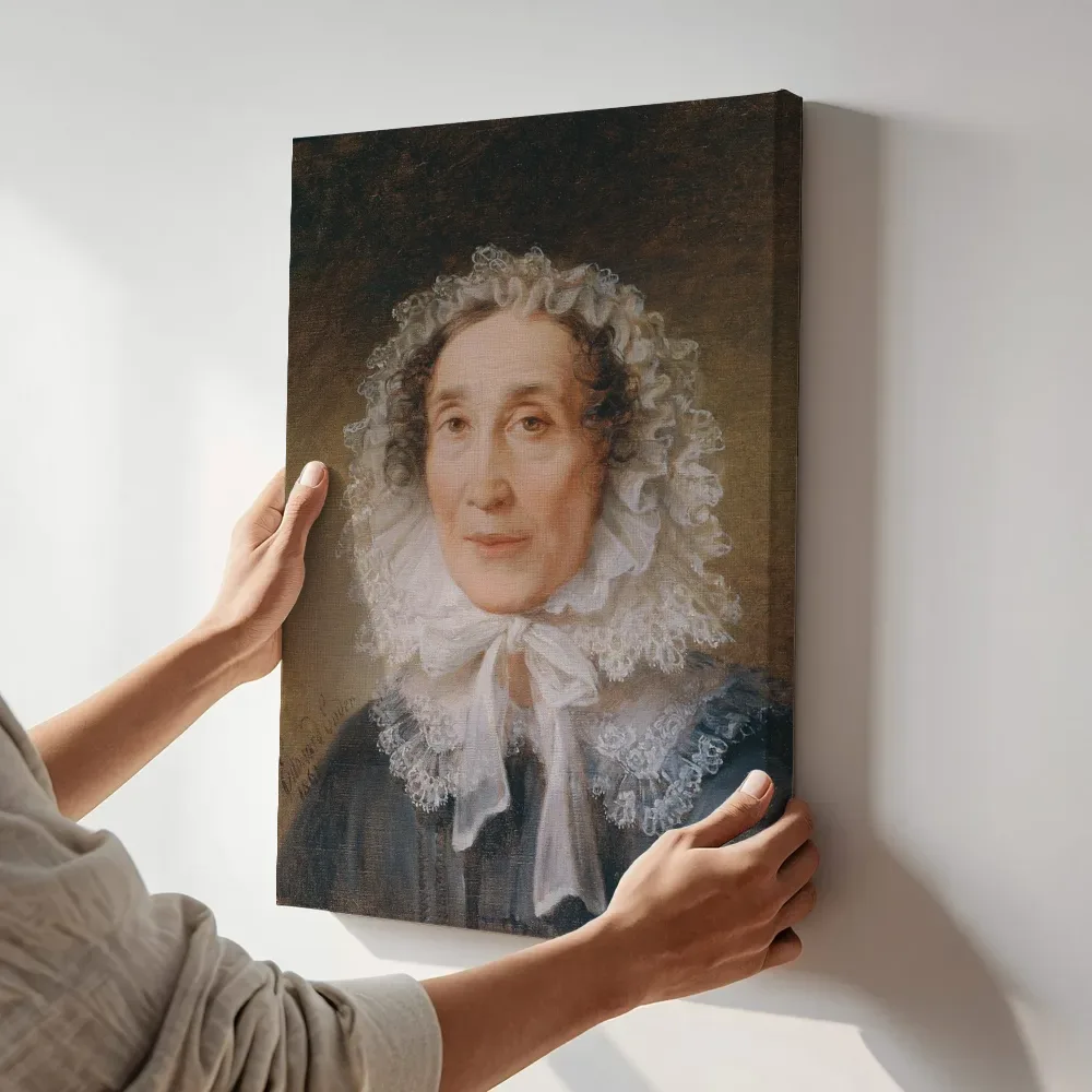 Sfeerimpressie: Anna Denk van Eduard Ender terwijl het aan de muur wordt gehangen