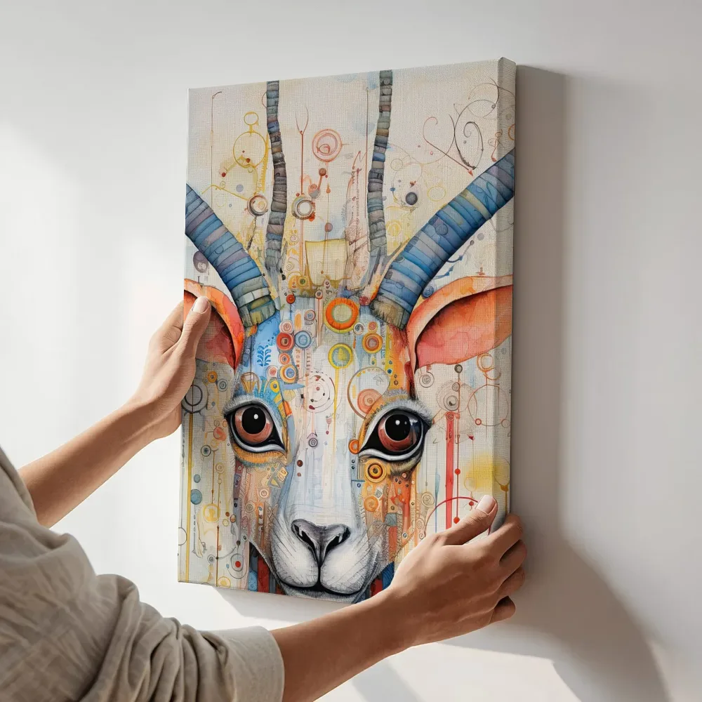 Sfeerimpressie: Antilope met ringhoorns terwijl het aan de muur wordt gehangen
