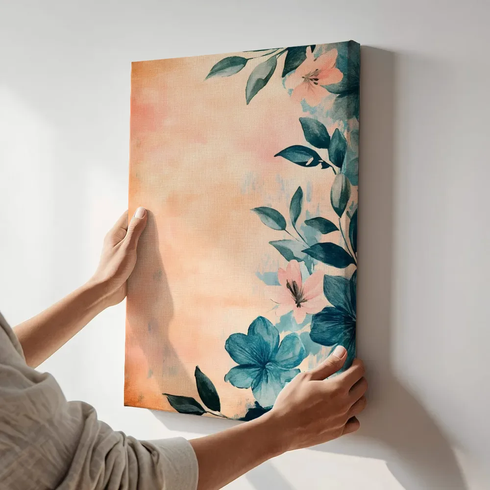 Sfeerimpressie: Aquarel bloementak terwijl het aan de muur wordt gehangen