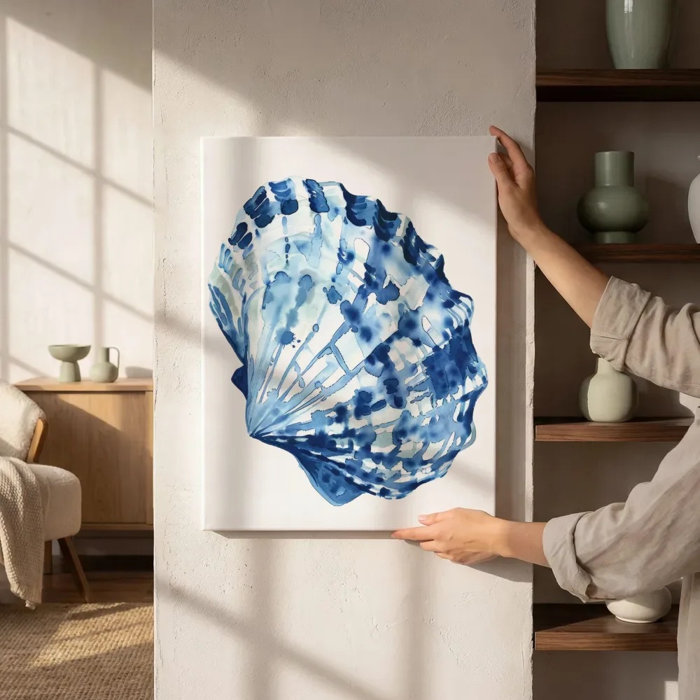Sfeerimpressie: Schelp met blauwe vlekken naast de kast