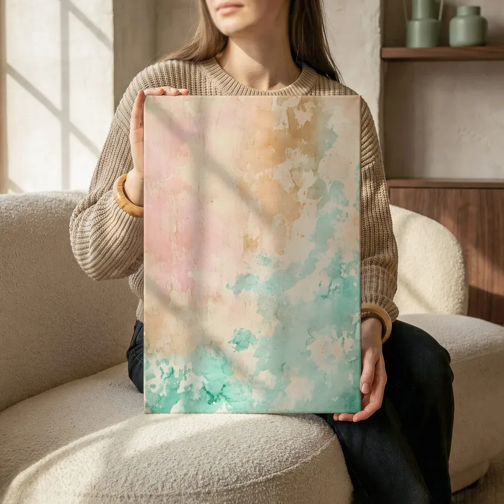 Sfeerimpressie: Aquarel zachte pastel marmering terwijl het zittend wordt getoond