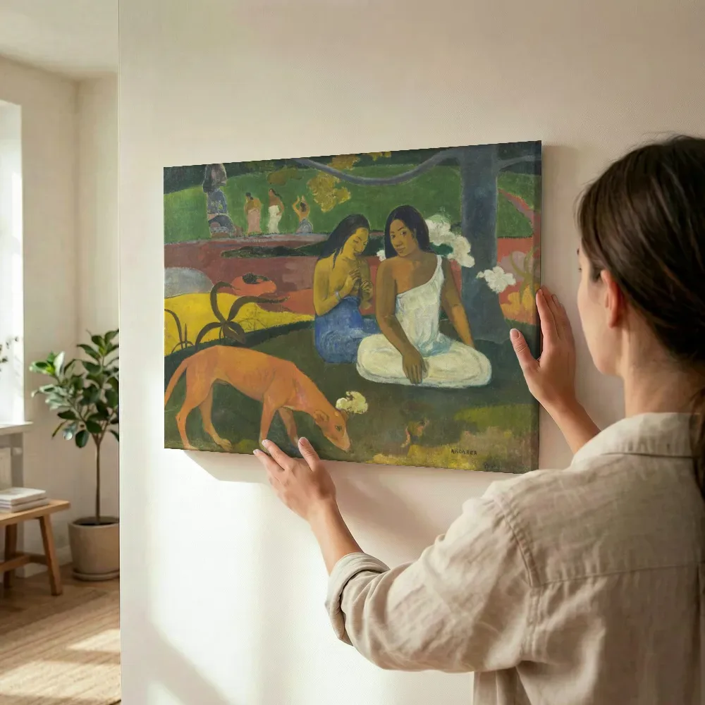 Sfeerimpressie: Arearea van Paul Gauguin terwijl het wordt opgehangen