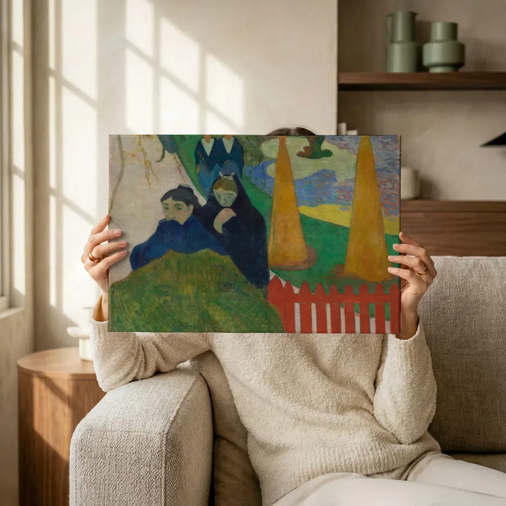 Sfeerimpressie: Arlésiennes (Mistral) van Paul Gauguin terwijl het omhoog wordt gehouden