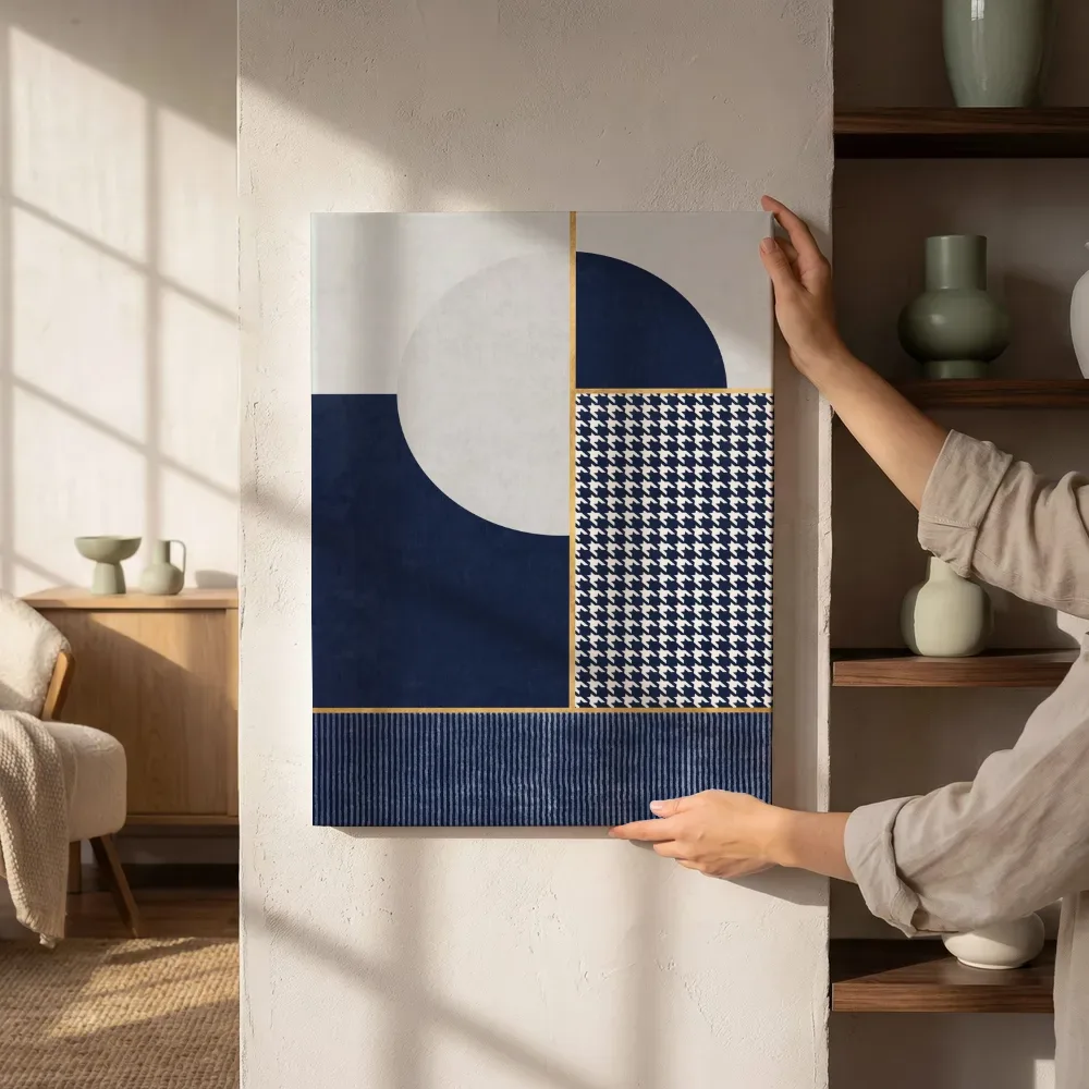 Sfeerimpressie: Art deco compositie met pied-de-poule patroon naast de kast