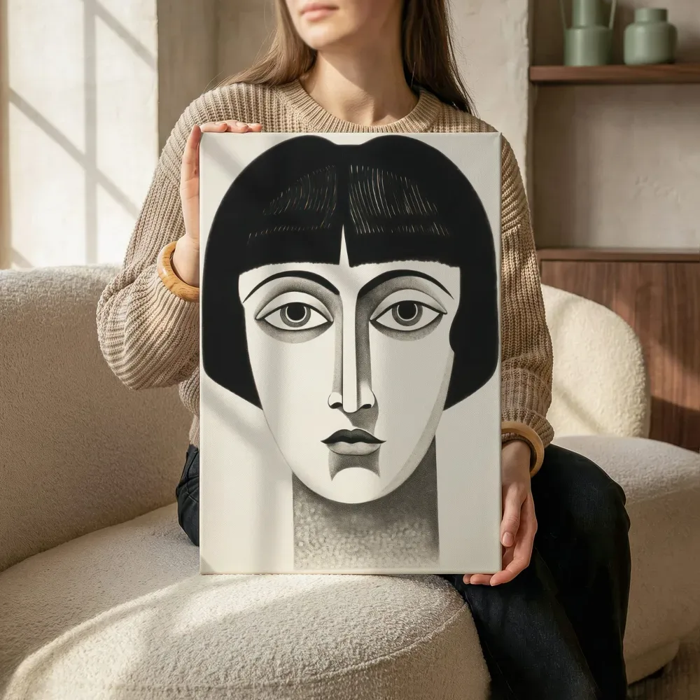 Sfeerimpressie: Art deco zwart-wit portret terwijl het zittend wordt getoond